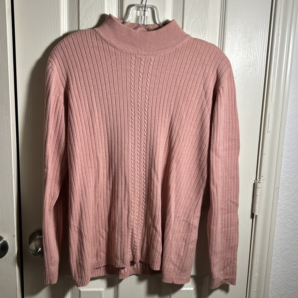 Worthington Womens‎ L Pink RIbbed Mock Neck Sweater